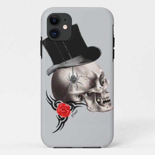 Gotischer Schädel und Tätowierungsstil der Rose Case-Mate iPhone Hülle (Rückseite)