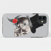 Gotischer Schädel und Tätowierungsstil der Rose Case-Mate iPhone Hülle (Rückseite (Horizontal))