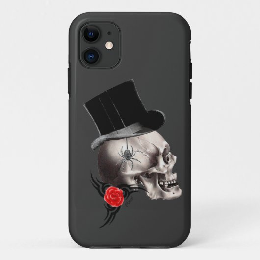 Gotischer Schädel und Tätowierungsstil der Rose Case-Mate iPhone Hülle (Rückseite)