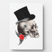 Gotischer Schädel und Tätowierungsstil der Rose Fotoplatte (Vorderseite)