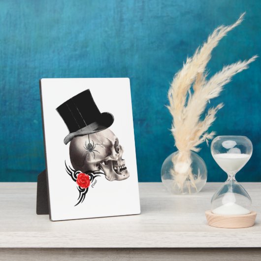 Gotischer Schädel und Tätowierungsstil der Rose Fotoplatte (Seite)