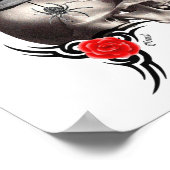 Gotischer Schädel und Tätowierungsstil der Rose Poster (Ecke)