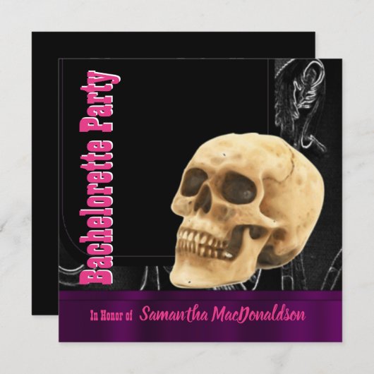 Gotischer SchädelJunggeselinnen-Abschied Einladung (Vorne/Hinten)