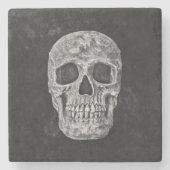 Gotischer Schwarzweiss-Schmutz-Schädel Steinuntersetzer (Vorderseite)