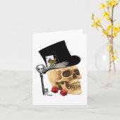 Gotischer Spielerschädel-Tätowierungsentwurf Karte (Gelbe Blume)