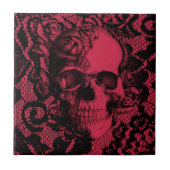 Gotischer Spitzeschädel im Rot und im Schwarzen Fliese (Vorderseite)