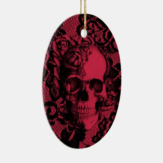 Gotischer Spitzeschädel im Rot und im Schwarzen Keramikornament (Rechts)
