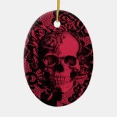 Gotischer Spitzeschädel im Rot und im Schwarzen Keramikornament (Vorne)
