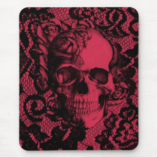 Gotischer Spitzeschädel im Rot und im Schwarzen Mousepad