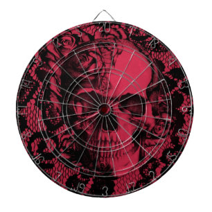 Gotischer Spitzeschädel in tiefrotem. Dartscheibe