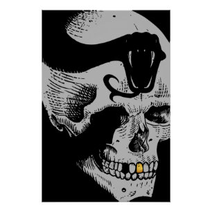 Gotischer Totenkopf mit Schlange Poster