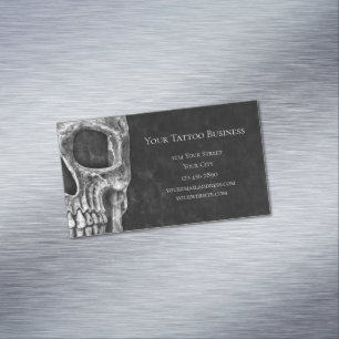 Gotischer Totenkopf Schwarz-Weiß-Tätowierstudio Magnetische Visitenkarte