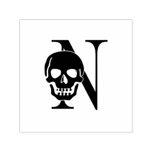 Gotischer Totenkopf über einzelner Anfangsmonogram Permastempel