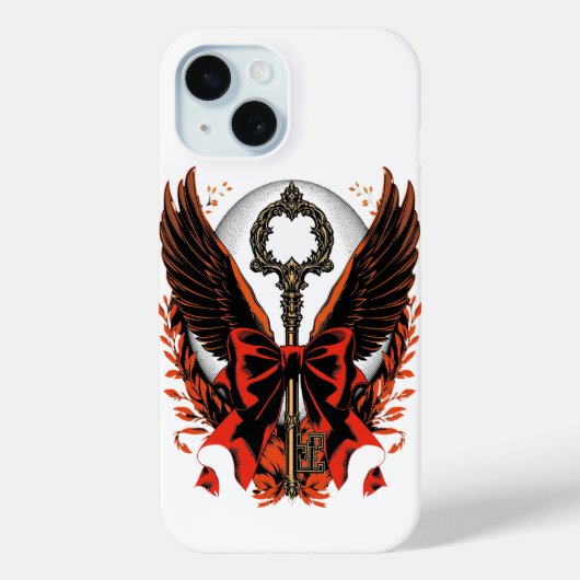 Gotischer Velvet-Bow-Schlüssel mit Flügeln & Mond Case-Mate iPhone Hülle (Rückseite)