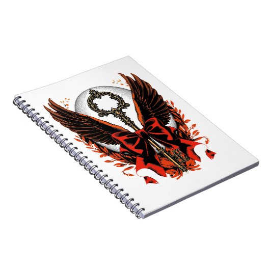 Gotischer Velvet-Bow-Schlüssel mit Flügeln & Mond Notizblock (Rechte Seite)