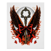 Gotischer Velvet-Bow-Schlüssel mit Flügeln & Mond Poster (Vorderseite)