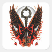 Gotischer Velvet-Bow-Schlüssel mit Flügeln & Mond Quadratischer Aufkleber (Vorderseite)