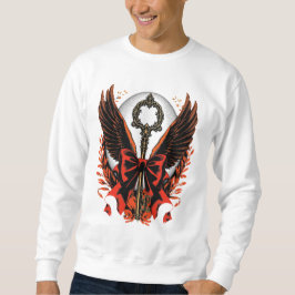 Gotischer Velvet-Bow-Schlüssel mit Flügeln & Mond Sweatshirt