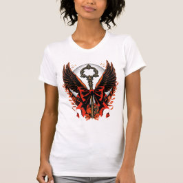 Gotischer Velvet-Bow-Schlüssel mit Flügeln & Mond T-Shirt