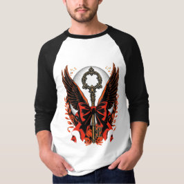 Gotischer Velvet-Bow-Schlüssel mit Flügeln & Mond T-Shirt