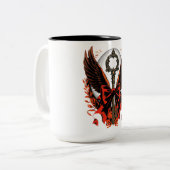 Gotischer Velvet-Bow-Schlüssel mit Flügeln & Mond Zweifarbige Tasse (Vorderseite Links)