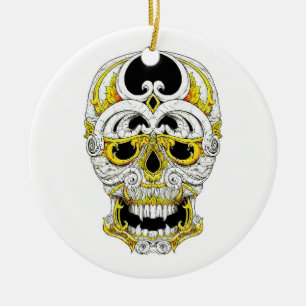 Gotischer Verzierungsschädel des coolen Keramik Ornament