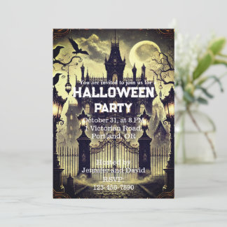 Gotischer viktorianischer Spukhaus-Vintage-Hallowe Einladung