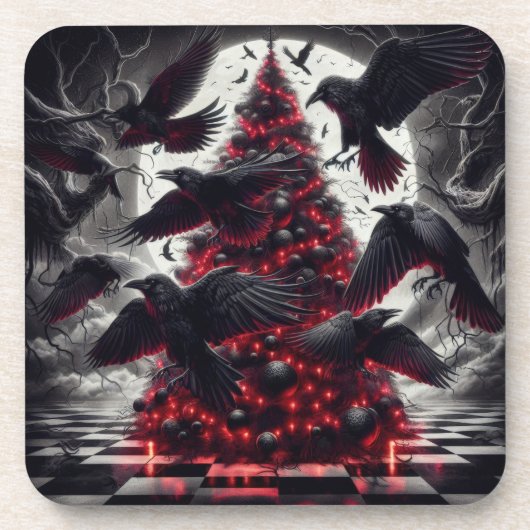 Gotischer Weihnachtsbaum | Dunkle Feiertagsdekorat Getränkeuntersetzer (Vorderseite)
