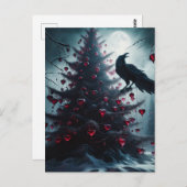 Gotischer Weihnachtsbaum mit Herz und Rabe Postkarte (Vorne/Hinten)