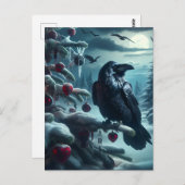 Gotischer Weihnachtsbaum mit Herz und Ravens Postkarte (Vorne/Hinten)