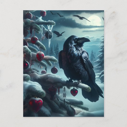 Gotischer Weihnachtsbaum mit Herz und Ravens Postkarte (Vorderseite)