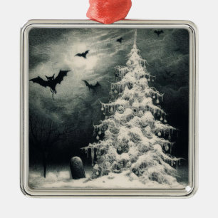 Gotischer Weihnachtsbaum mit Spooky Bats Horror Ornament Aus Metall