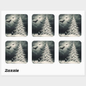 Gotischer Weihnachtsbaum mit Spooky Bats Horror Quadratischer Aufkleber (Blatt)