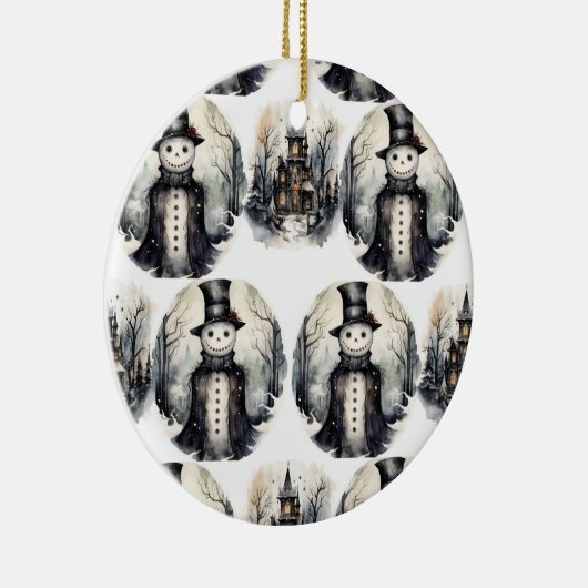 Gotischer Winterschneemann Keramik Ornament (Rechts)