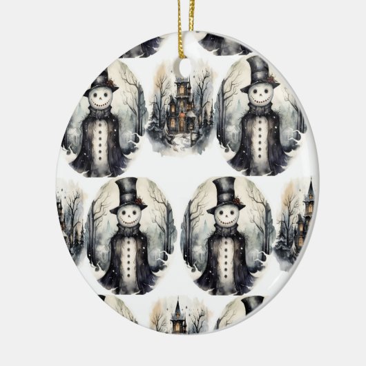 Gotischer Winterschneemann Keramik Ornament (Links)