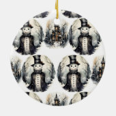 Gotischer Winterschneemann Keramik Ornament (Hinten)