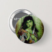 Gotischer Zombie-Mädchen-Halloween-Horror Button (Vorne & Hinten)