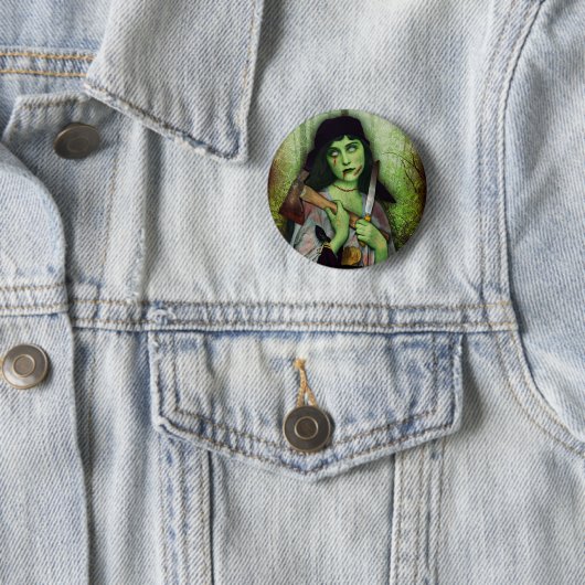 Gotischer Zombie-Mädchen-Halloween-Horror Button (Beispiel)