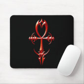 Gotisches Ankh, Rot und Schwarzes Mousepad (Mit Mouse)