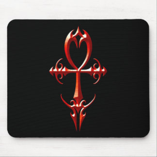 Gotisches Ankh, Rot und Schwarzes Mousepad