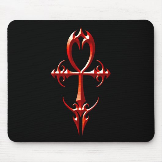 Gotisches Ankh, Rot und Schwarzes Mousepad (Vorne)