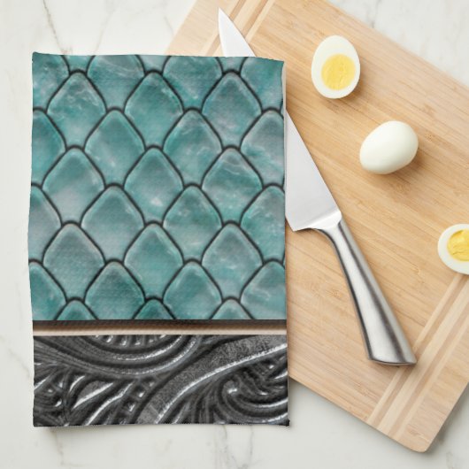 Gotisches aquamarines II Geschirrtuch (Viertel Falte)