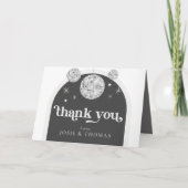 Gotisches Black Gray Retro Diskothek Ball Wedding Dankeskarte (Vorderseite)