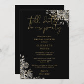Gotisches Brautparty aus Blütenschwarz und Gold Einladung (Vorne/Hinten)
