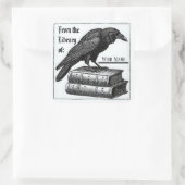 Gotisches Buchzeichen mit Raven Quadratischer Aufkleber (Tasche)