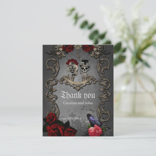 Gotisches Design mit coolen Schädeln Dankeskarte (Stehend Vorderseite)