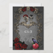 Gotisches Design mit coolen Schädeln Einladung (Rückseite)