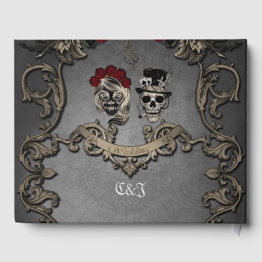 Gotisches Design mit coolen Schädeln Gästebuch (Rückseite)