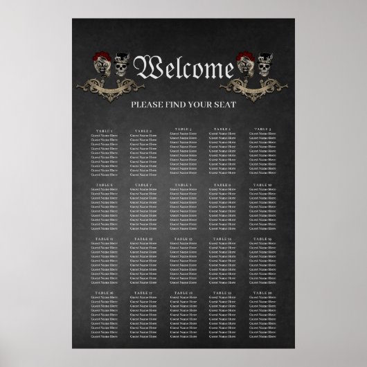 Gotisches Design mit coolen Schädeln Poster (Vorne)