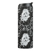 Gotisches Design mit Skullen und schwarzen Rose Thermosbecher (Nach links gedreht)